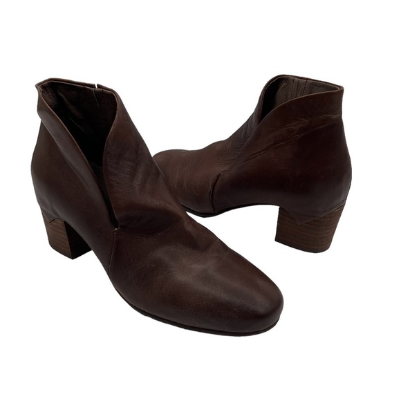 Antelope Brown Slip-on Block Heel Ankle Boots Size 40 Women’s